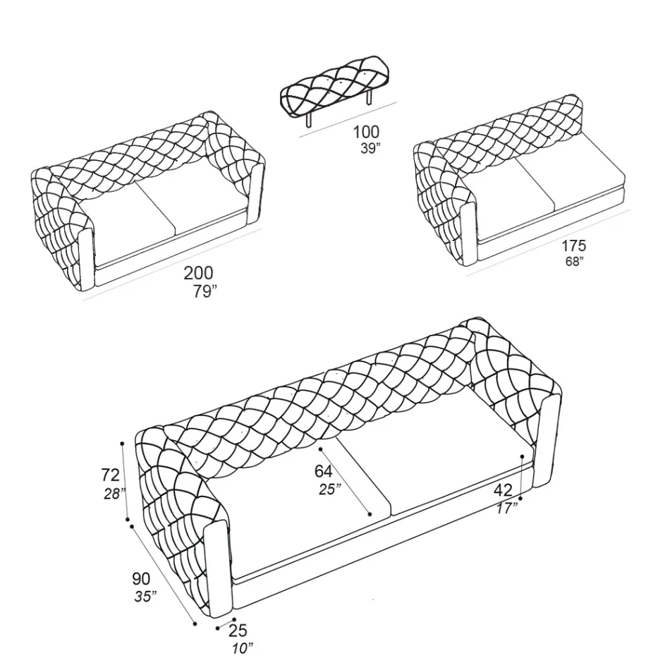Sofa do salonu z rozkładanym zagłówkiem Made in Italy - Unleashed Viadurini
