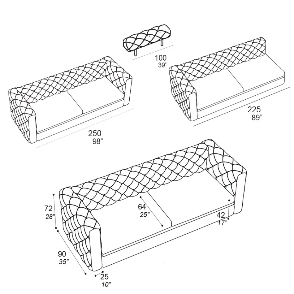 Sofa do salonu z rozkładanym zagłówkiem Made in Italy - Unleashed Viadurini