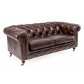2- lub 3-osobowa sofa do salonu z postarzaną skórą w stylu vintage - stempel