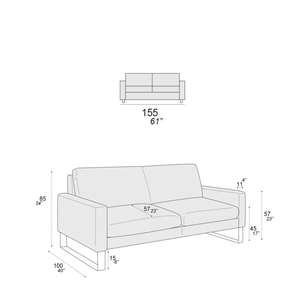 Sofa do salonu z nóżkami sań z chromowanego metalu - ekskluzywna Viadurini