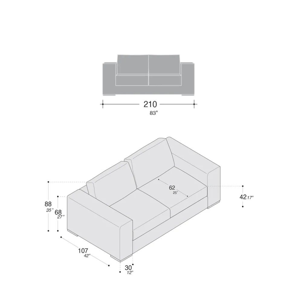 Sofa do salonu z drewna, poliuretanu i metalu Made in Italy - błyszcząca Viadurini