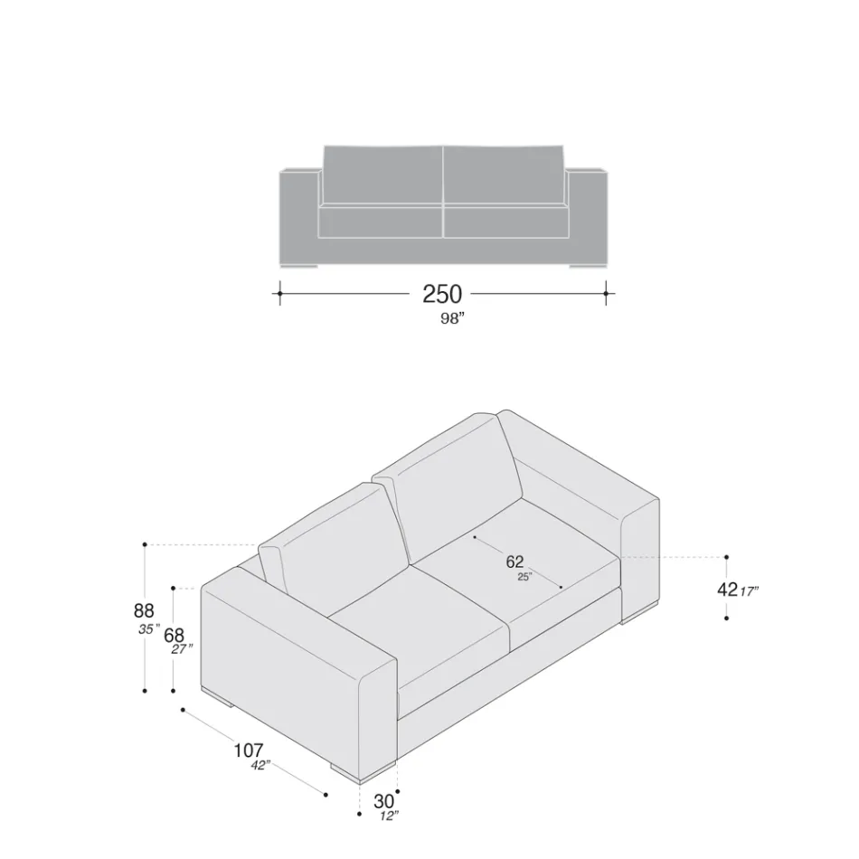 Sofa do salonu z drewna, poliuretanu i metalu Made in Italy - błyszcząca Viadurini
