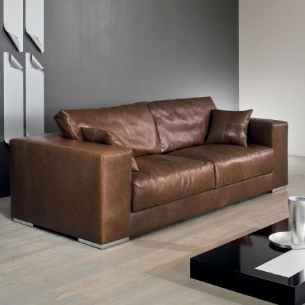 Sofa do salonu z drewna, poliuretanu i metalu Made in Italy - błyszcząca Viadurini