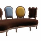 Luksusowa sofa design, 5 solidnych drewnianych oparć, made in Italy, Manno Viadurini