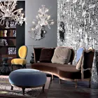 Luksusowa sofa design, 5 solidnych drewnianych oparć, made in Italy, Manno Viadurini