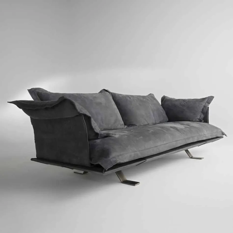 Nowoczesne sofa konstrukcja Shita skóry, 170, 220 lub 250 cm Viadurini