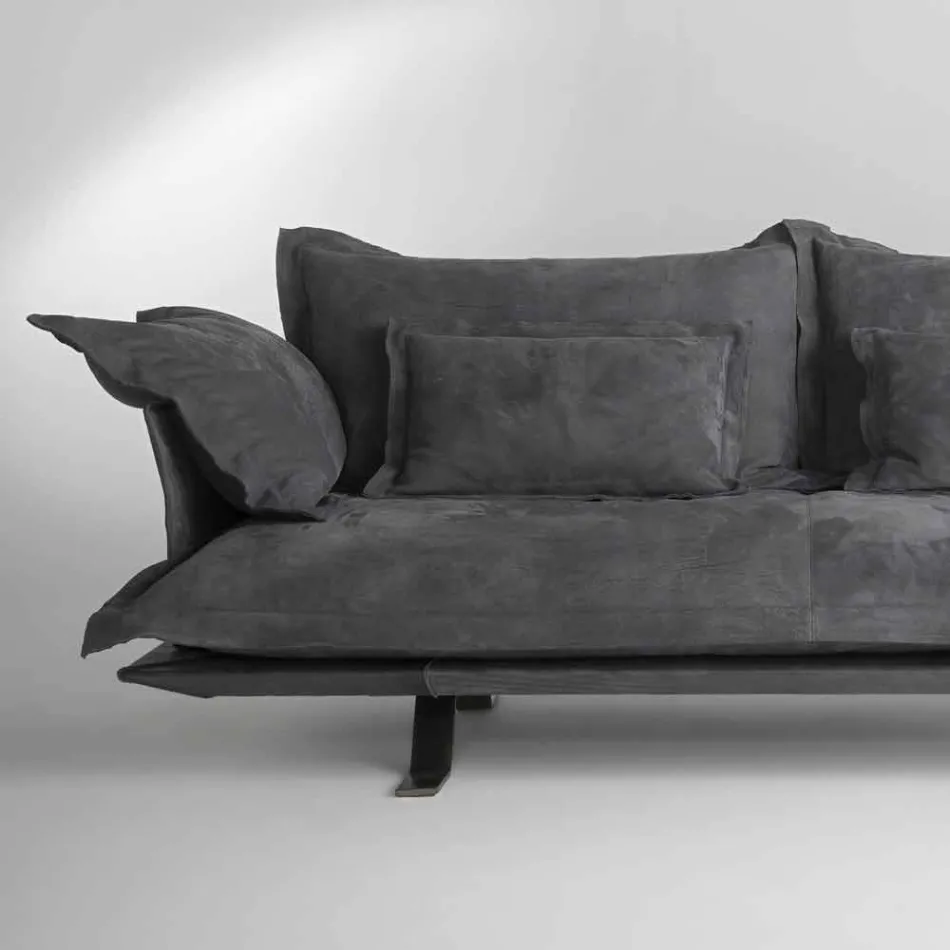 Nowoczesne sofa konstrukcja Shita skóry, 170, 220 lub 250 cm Viadurini