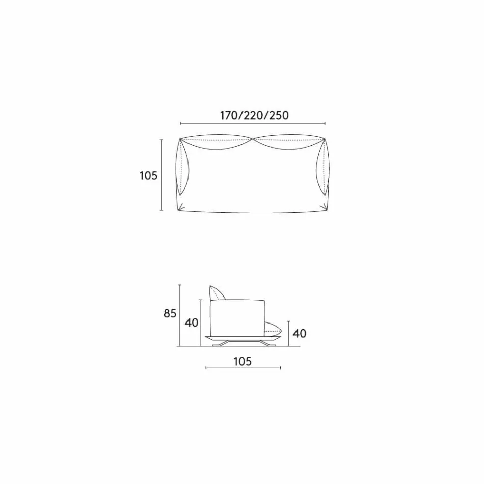 Nowoczesne sofa konstrukcja Shita skóry, 170, 220 lub 250 cm Viadurini