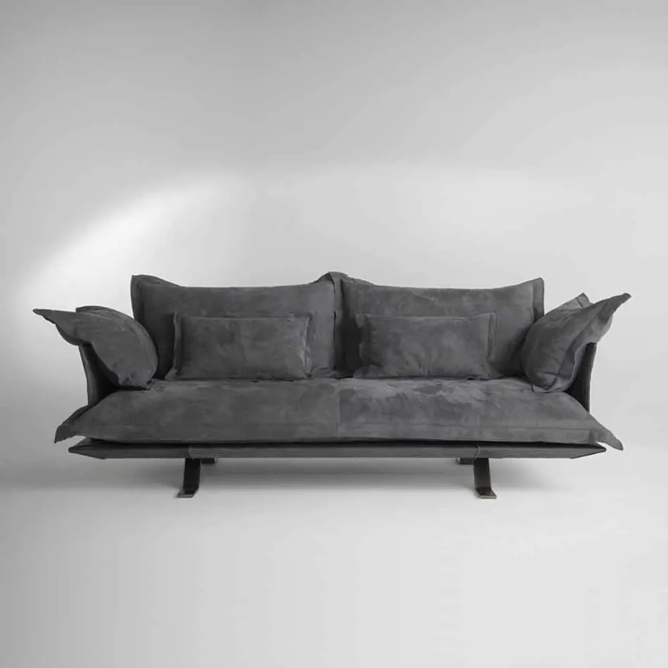 Nowoczesne sofa konstrukcja Shita skóry, 170, 220 lub 250 cm Viadurini