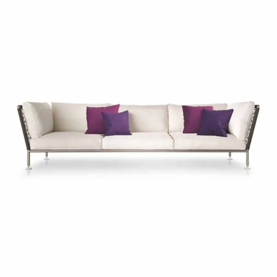 Nowoczesna sofa zewnętrzna z białej tkaniny Made in Italy - Ontario Viadurini