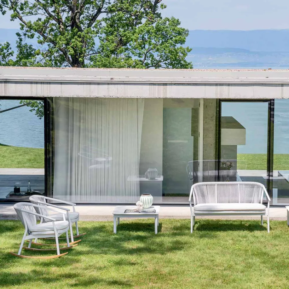 Dwumiejscowa sofa ogrodowa z aluminium i tkaniny - Smart By Varaschin Viadurini