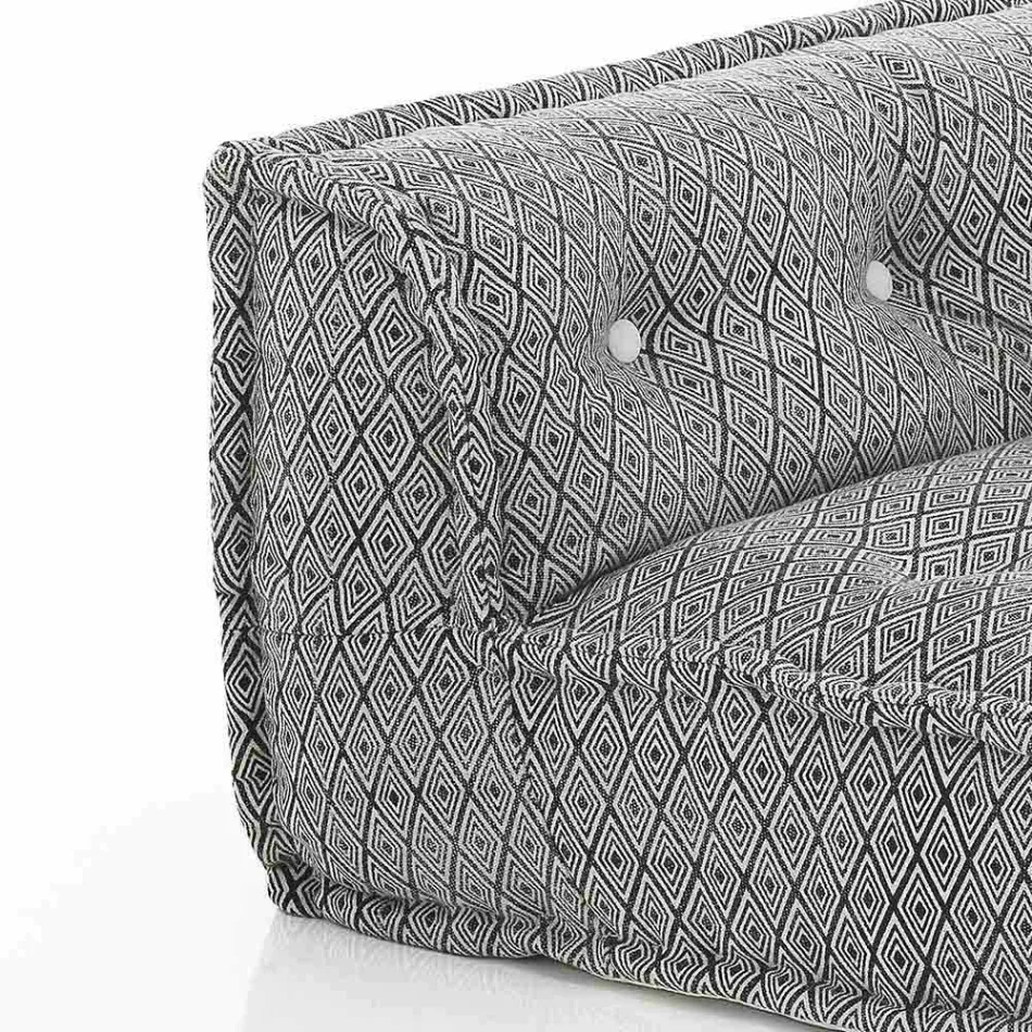 Wyściełana dwuosobowa sofa etniczna w patchworku i drewnie - włóknie Viadurini