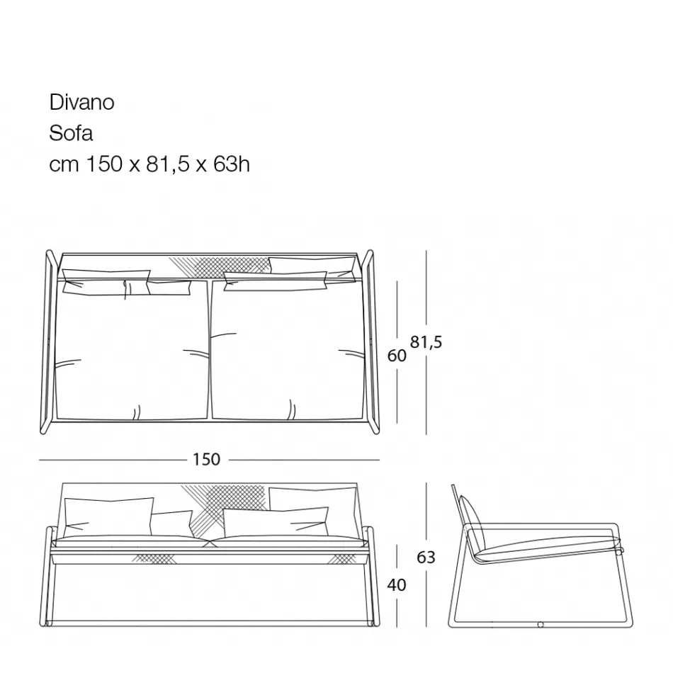 Metalowa sofa do nowoczesnego ogrodu Wysoka jakość Made in Italy - Karol Viadurini