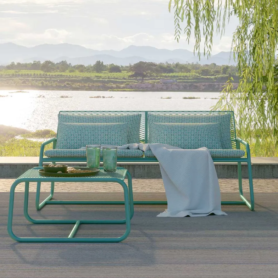 Metalowa sofa do nowoczesnego ogrodu Wysoka jakość Made in Italy - Karol Viadurini