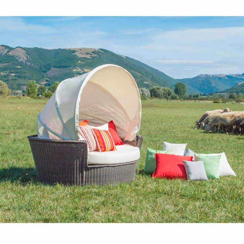 Sofa wyspa relaks ogród z Hectorem tkania wykonane ręcznie, nowoczesny design Viadurini