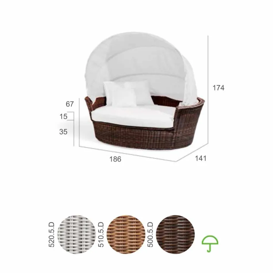 Sofa wyspa relaks ogród z Hectorem tkania wykonane ręcznie, nowoczesny design Viadurini