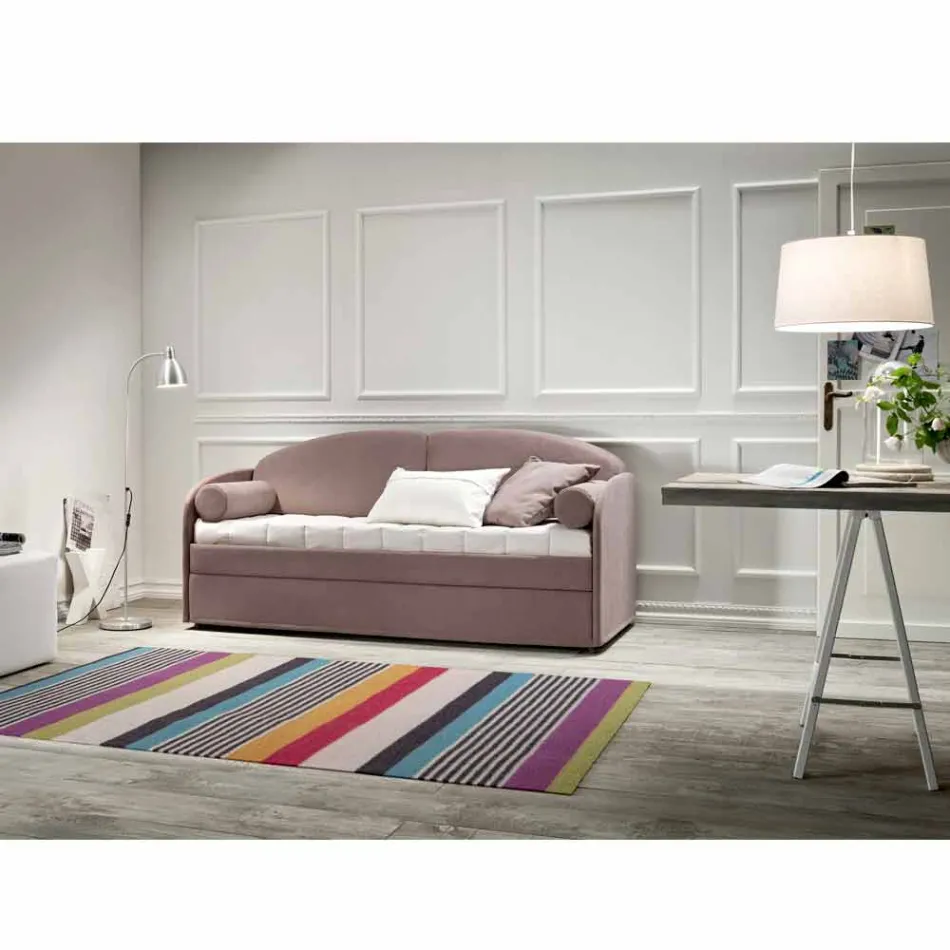 Nowoczesna rozkładana sofa piętrowa z brązowej tkaniny Made in Italy - Pont Viadurini