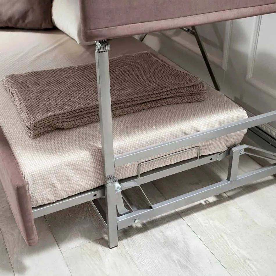 Nowoczesna rozkładana sofa piętrowa z brązowej tkaniny Made in Italy - Pont Viadurini