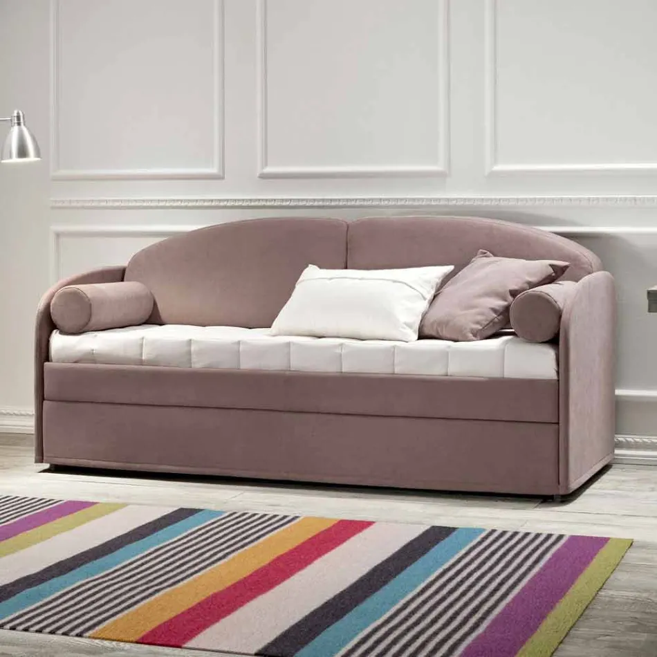 Nowoczesna rozkładana sofa piętrowa z brązowej tkaniny Made in Italy - Pont Viadurini