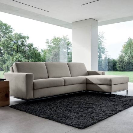 Rozkładana sofa z półwyspem z metalu i poliuretanu Made in Italy - Folle Viadurini