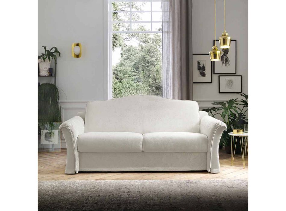 Sofa rozkładana z tkaniny z detalami Arabescato Made in Italy - Gigliola Viadurini