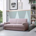 Sofa z jasnoróżowej tkaniny z białą obwódką Made in Italy - Poppy Viadurini