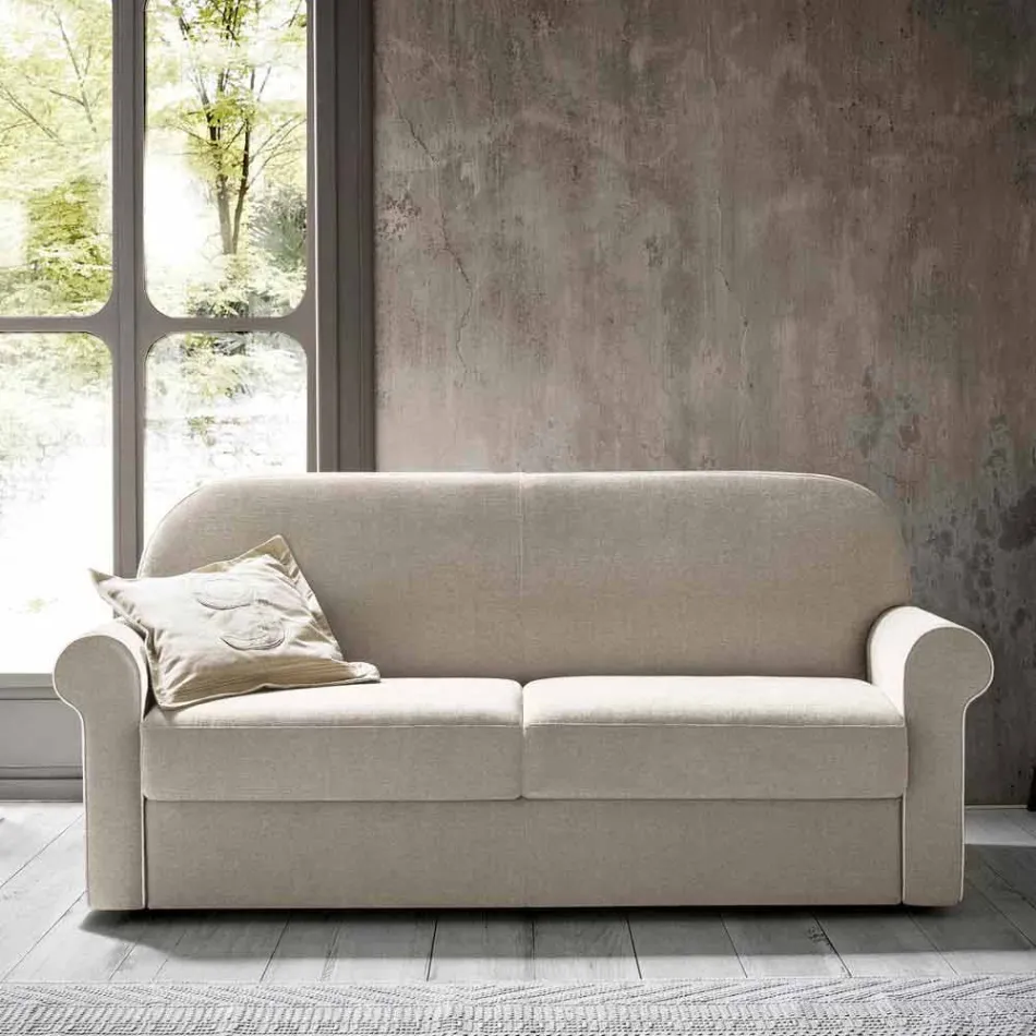 Podwójna sofa rozkładana z designerskiej tkaniny Made in Italy - Anemone Viadurini