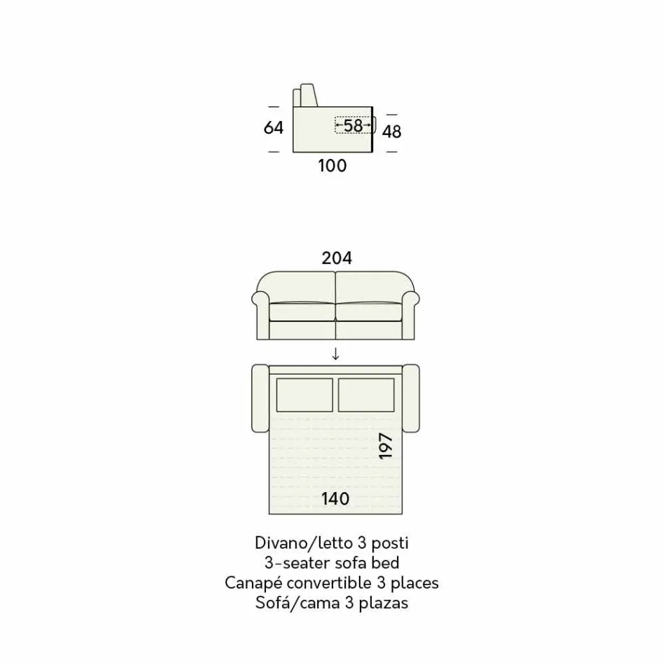 Podwójna sofa rozkładana z designerskiej tkaniny Made in Italy - Anemone Viadurini