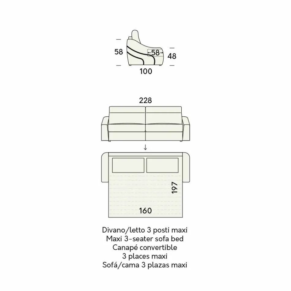 Nowoczesna rozkładana sofa tapicerowana tkaniną dwukolorową wyprodukowaną we Włoszech - Begonia Viadurini