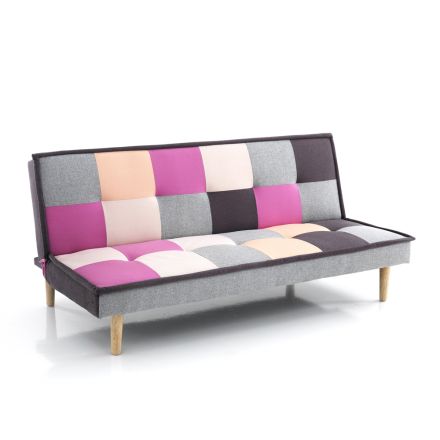 Rozkładana sofa pokryta wielobarwną tkaniną - karbon Viadurini
