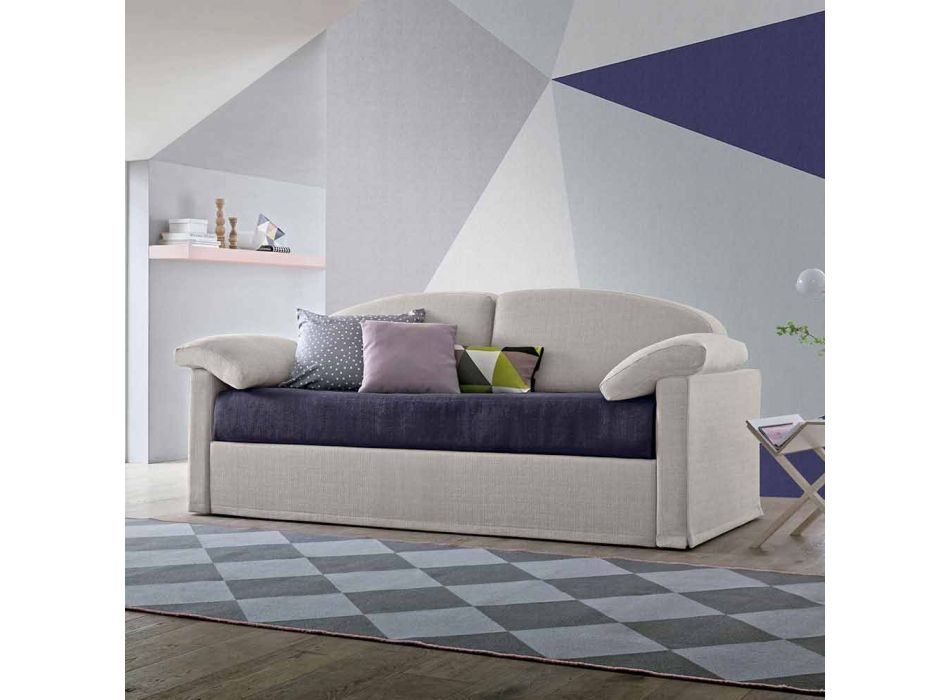 Pojedyncza sofa z pojemnikiem pokrytym tkaniną Made in Italy - Kayla Viadurini