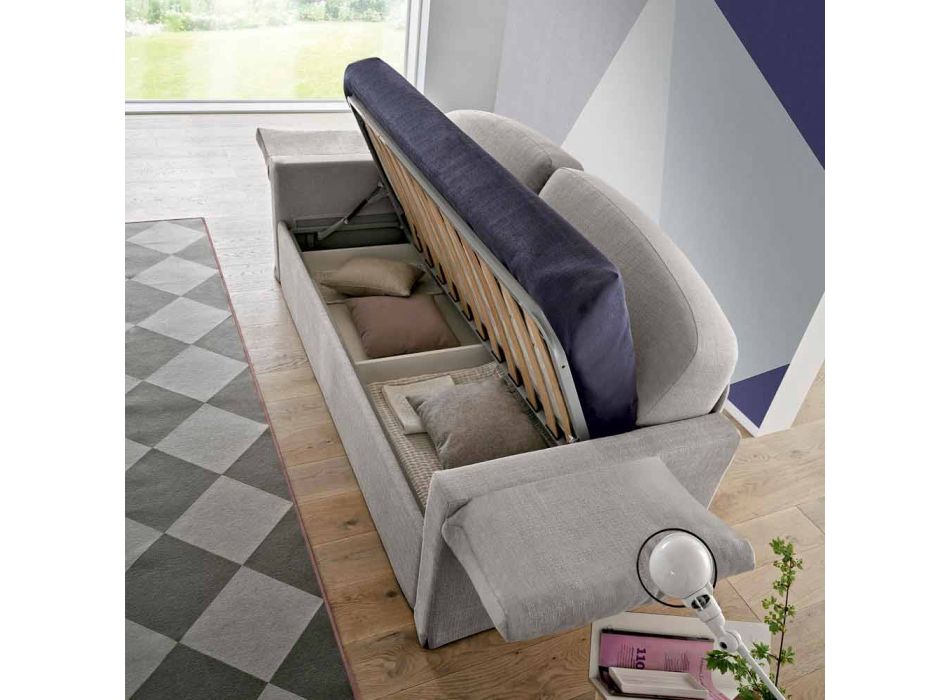 Pojedyncza sofa z pojemnikiem pokrytym tkaniną Made in Italy - Kayla Viadurini