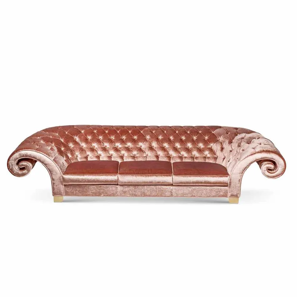 Sofa lniana w stylu capitonné w klasycznym stylu Baloo Viadurini