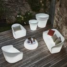 Jasna sofa ogrodowa z polietylenu z diodą LED Made in Italy - lipiec Viadurini