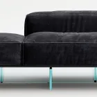 Saphir – Nowoczesna modułowa sofa ze szklanym stelażem, wyprodukowana we Włoszech Viadurini