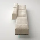 Saphir – Nowoczesna modułowa sofa ze szklanym stelażem, wyprodukowana we Włoszech Viadurini