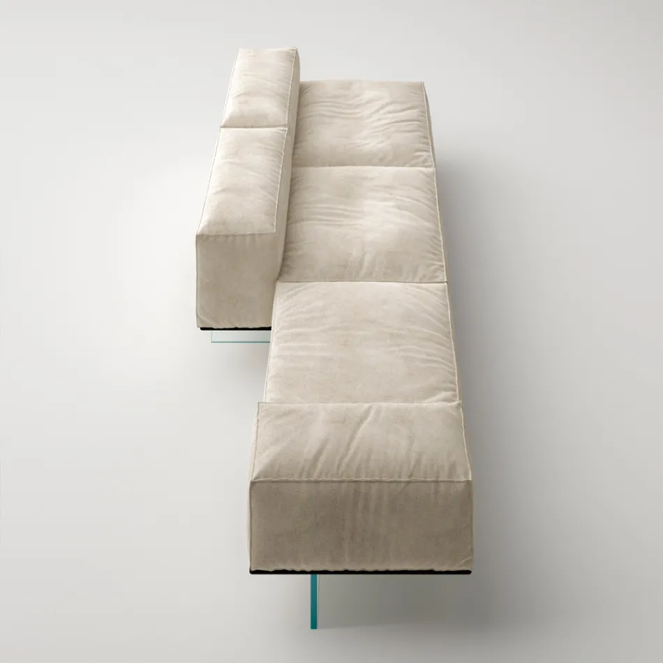 Saphir – Nowoczesna modułowa sofa ze szklanym stelażem, wyprodukowana we Włoszech Viadurini