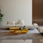Saphir – Nowoczesna modułowa sofa ze szklanym stelażem, wyprodukowana we Włoszech Viadurini