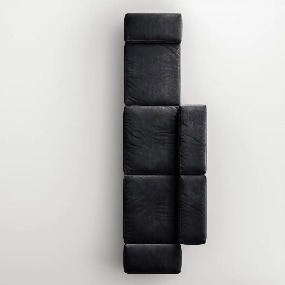 Saphir – Nowoczesna modułowa sofa ze szklanym stelażem, wyprodukowana we Włoszech Viadurini