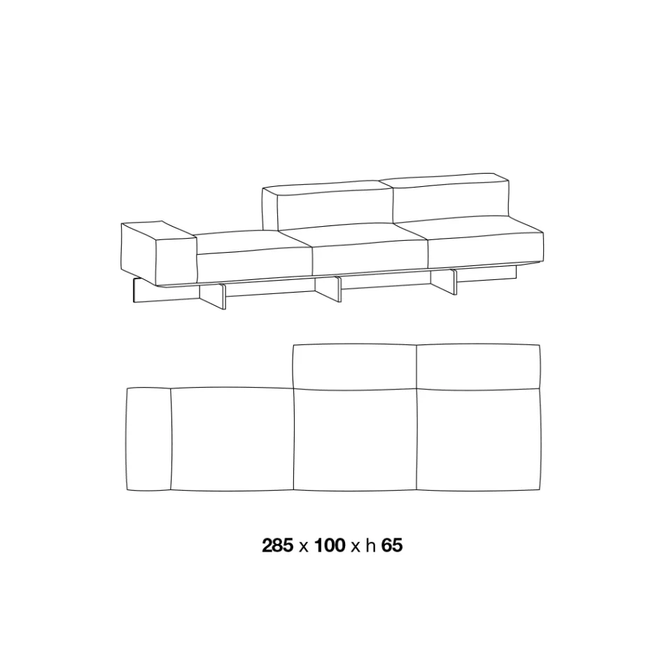 Saphir – Nowoczesna modułowa sofa ze szklanym stelażem, wyprodukowana we Włoszech Viadurini