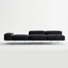Saphir – Nowoczesna modułowa sofa ze szklanym stelażem, wyprodukowana we Włoszech Viadurini