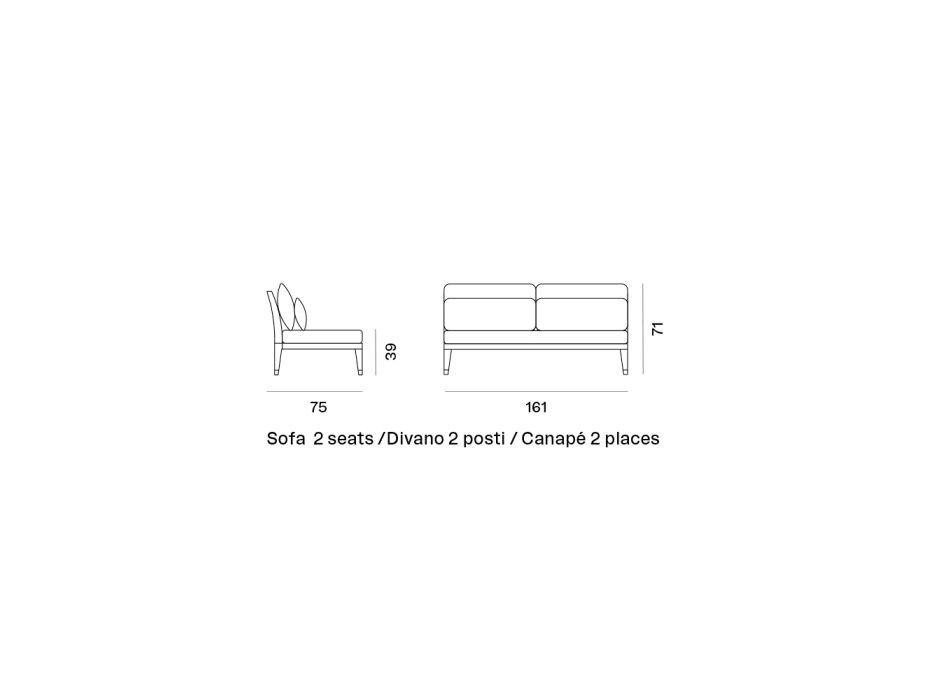 Sofa zewnętrzna 2 lub 3 osobowa z mahoniu Made in Italy z poduszką - Balin Viadurini
