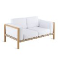 Sofa zewnętrzna 2 lub 3-osobowa z drewna tekowego z dołączonym zestawem poduszek Wyprodukowano we Włoszech - Liberato