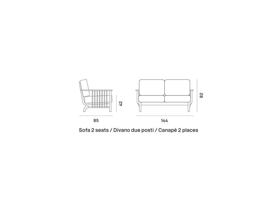 Sofa zewnętrzna 2 lub 3-osobowa z drewna tekowego Made in Italy z poduszkami - Sleepy Viadurini