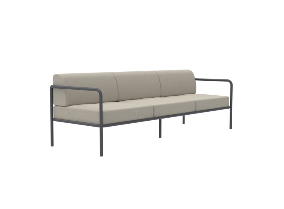 Sofa zewnętrzna ze stali różne rozmiary i poduszki Made in Italy - Arwen Viadurini