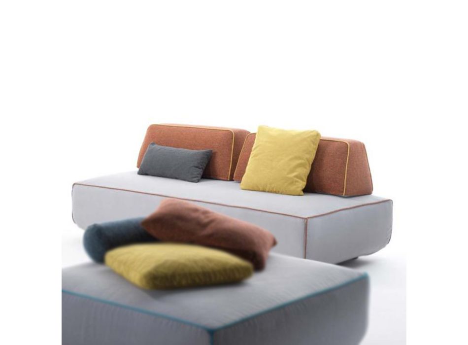 2-osobowa sofa do salonu z szarej tkaniny z obramowaniem Made in Italy - Ardenne Viadurini