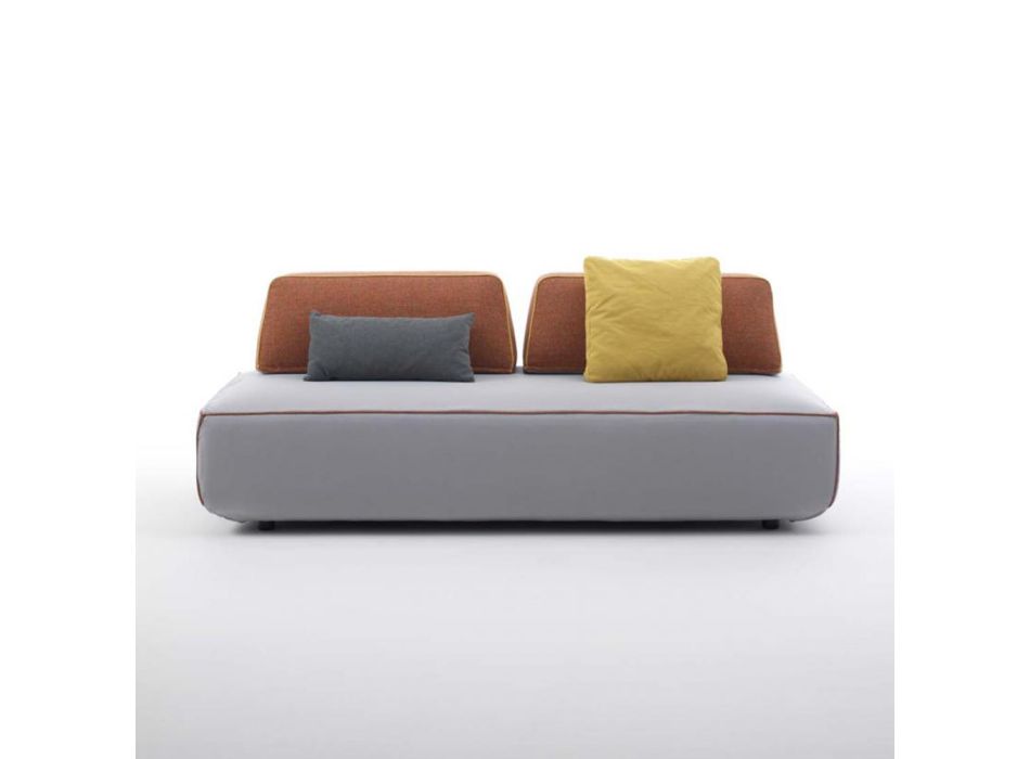 2-osobowa sofa do salonu z szarej tkaniny z obramowaniem Made in Italy - Ardenne