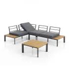 Sofa rozkładana w szezlong z regulowanym oparciem i stolikiem kawowym - Finir Viadurini