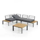 Sofa rozkładana w szezlong z regulowanym oparciem i stolikiem kawowym - Finir Viadurini