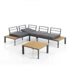 Sofa rozkładana w szezlong z regulowanym oparciem i stolikiem kawowym - Finir Viadurini